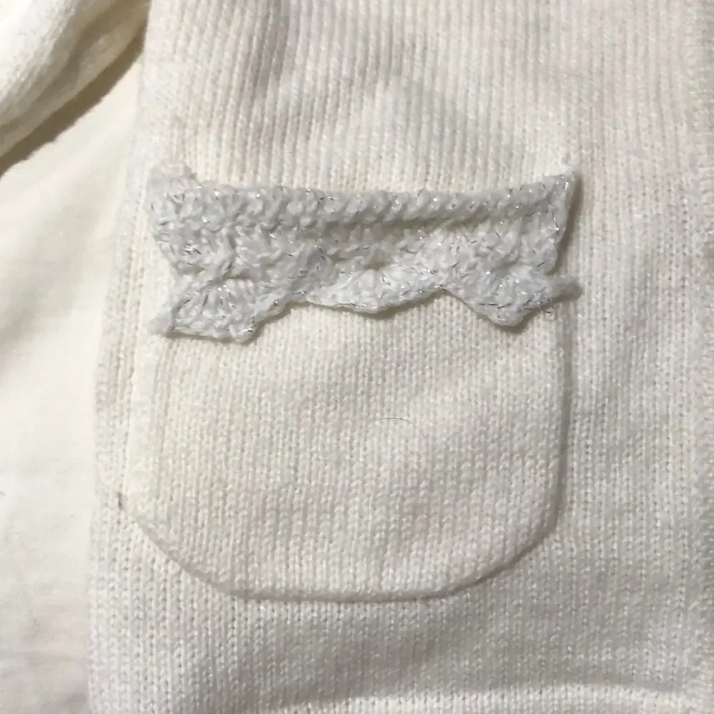Gymboree White cardigan hat ruffled neck worn 1x